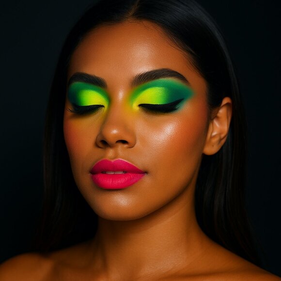 Makeup Revolution Ultimate Neons Eyeshadow Palette Green Haze–9 Bold Shades New - Picture 3 of 5